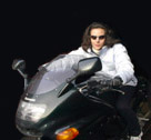 Elena on her Kawasaki